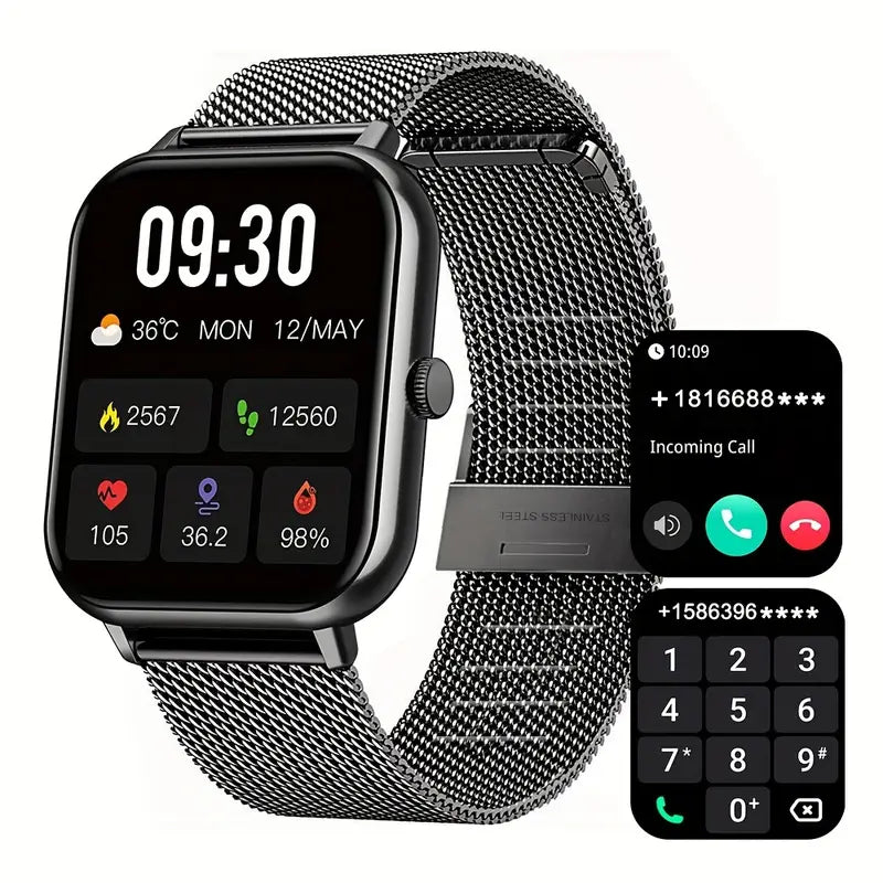 Wireless Calling Smartwatch – Fitness Tracker with Pedometer, 100+ Sport Modes, AI Voice Control, Custom Watch Faces & Alarm – Compatible with iPhone & Android, Great Gift for Friends