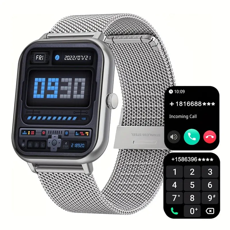 Wireless Calling Smartwatch – Fitness Tracker with Pedometer, 100+ Sport Modes, AI Voice Control, Custom Watch Faces & Alarm – Compatible with iPhone & Android, Great Gift for Friends